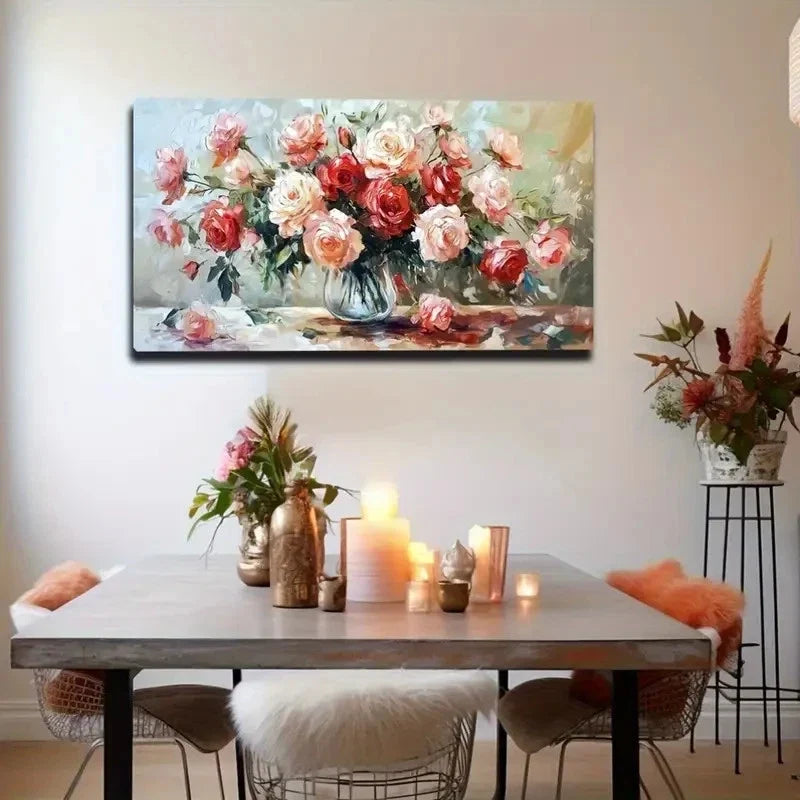 Impressive Rose Modern Deco Wall Art Canvas Office Home Room Framed 120x60cm