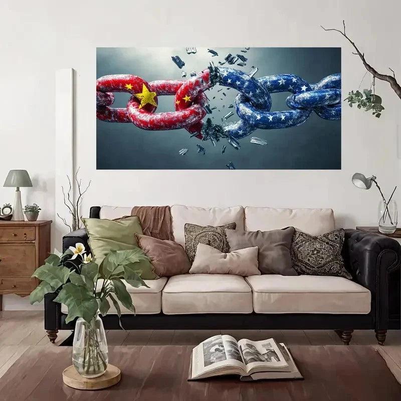 Breaking Barriers Global Unity Wall Art Canvas Office Home Room Framed 120x60cm