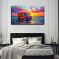Food Truck By The Sea Nature Wall Art Canvas Office Home Room Framed 80x45cm