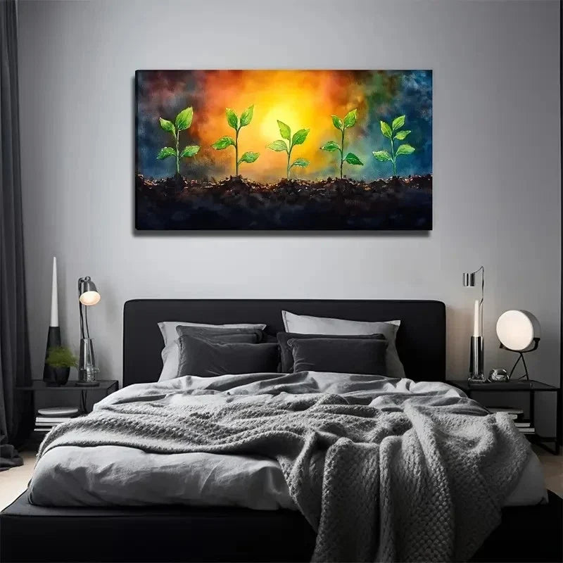 Sunset Hope Sapling Wall Art Canvas Office Home Room Framed 120x60cm