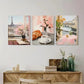 3pcs Soft Pink Paris Trendy Painting Metal Print Ready to Hang Art