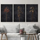 3pcs  Dark Dried Wildflower Floral Botanical Wall Art Set Canvas Framed 40x60cm - High Quality Print 100% Australian Made Wall Canvas Ready to Hang
