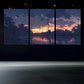 3pcs Colored Highway Sunset Clouds Metal Print Ready to Hang Art