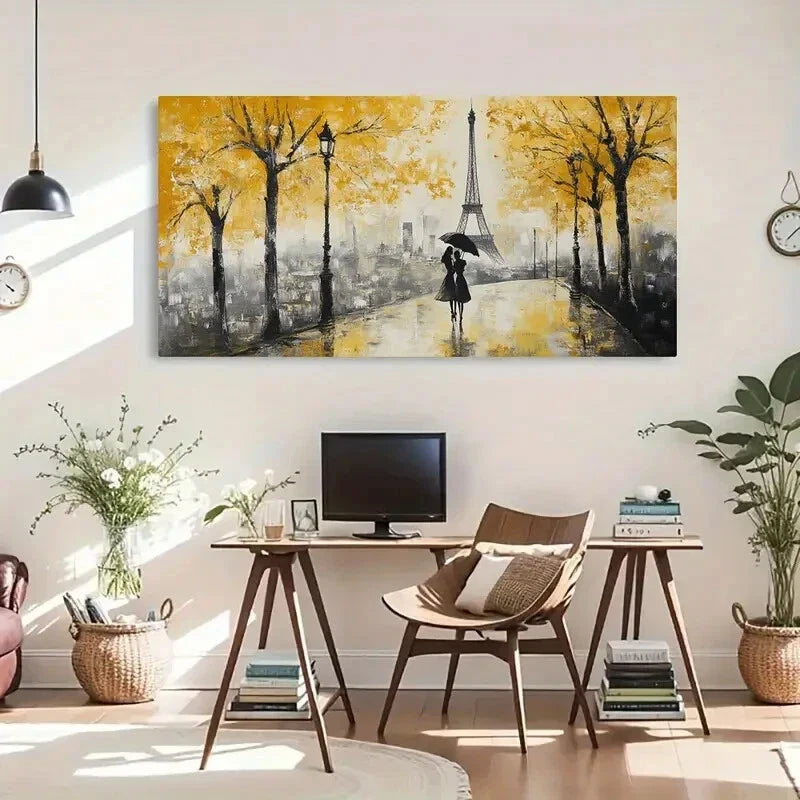 Paris Eiffel Tower Umbrella Wall Art Canvas Office Home Room Framed 80x45cm