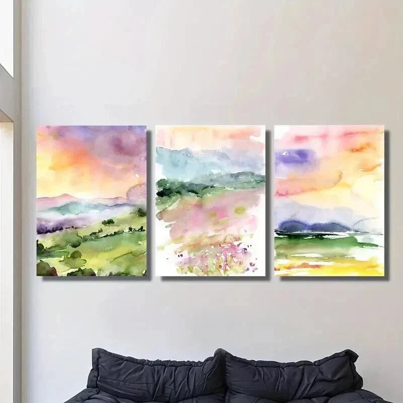 3pcs Artistic Nature Scene of Irish Meadow Wall Art Set Canvas Framed 40x60cm - High Quality Print 100% Australian Made Wall Canvas Ready to Hang