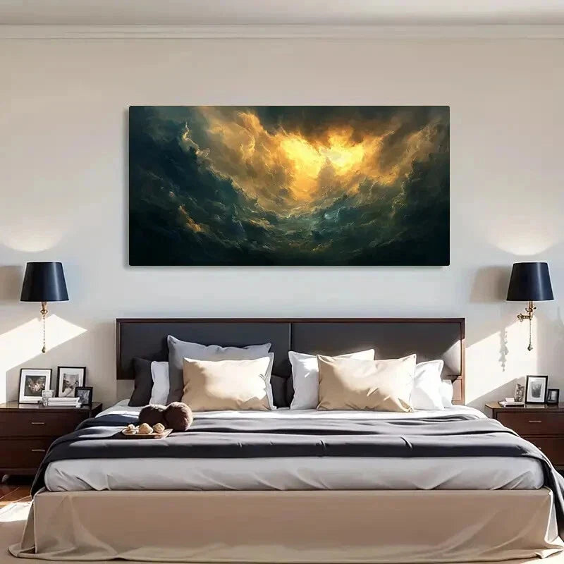 Vibrant Sky & Clouds Landscape Wall Art Canvas Office Home Room Framed 80x45cm