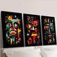 3pcs Geometric Human Face Illustration Wall Art Set Canvas Framed 40x60cm - High Quality Print 100% Australian Made Wall Canvas Ready to Hang