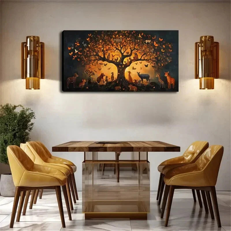 Animals Living Harmony Nature Wall Art Canvas Office Home Room Framed 80x45cm