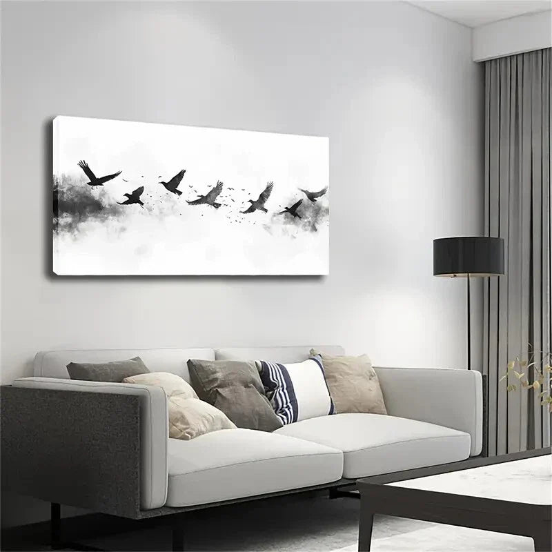 Birds in Flight Modern Décor Wall Art Canvas Office Home Room Framed 120x60cm
