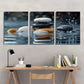 3pcs White for Lotus Black Zen Stones Metal Print Ready to Hang Art
