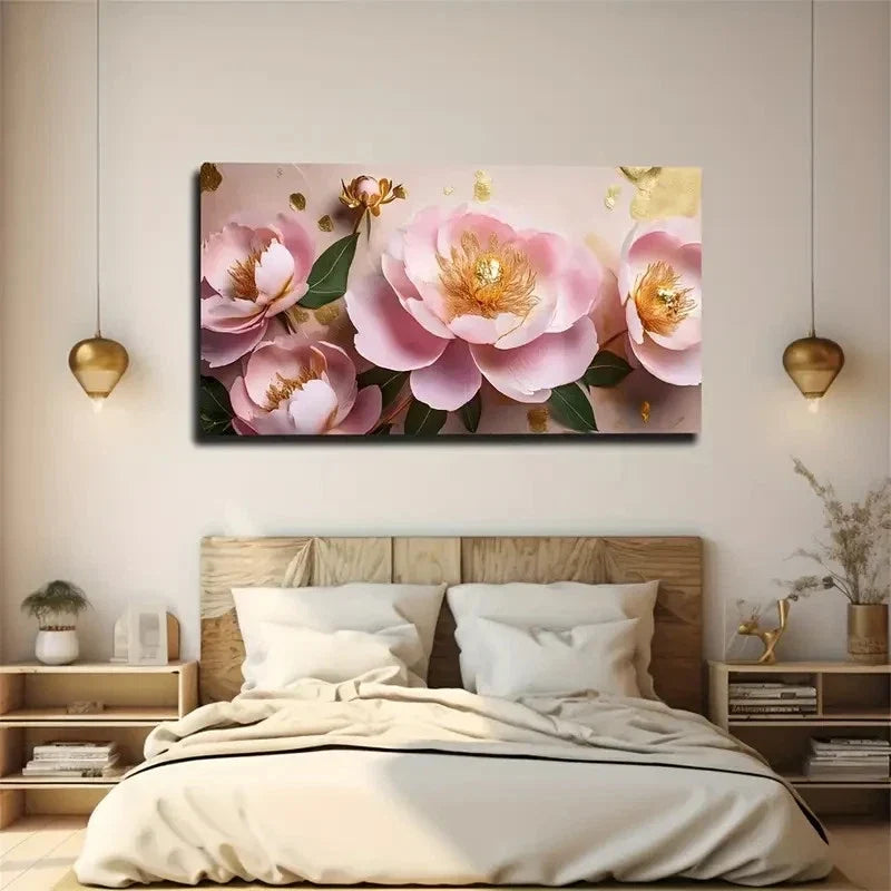 Vibrant Pink And Cream Flowers Wall Art Canvas Office Home Room Framed 120x60cm