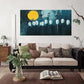Faces Dark Yellow Moon Wall Art Canvas Office Home Room Framed 120x60cm