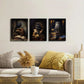 3pcs Gothic Victorian Owl Crow & Black Cat Metal Print Ready to Hang Art