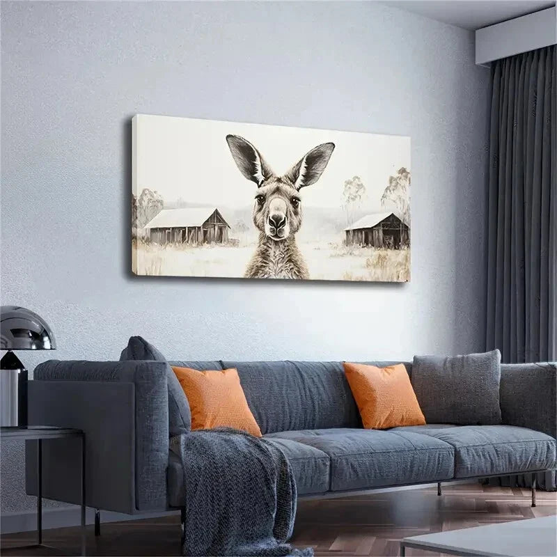 Abstract Deer Black White Wall Art Canvas Office Home Room Framed 120x60cm