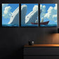 3pcs Whale and the Boy Blue Sky Nature Perfect Wall Art Set Canvas Framed 40x60cm - High Quality Print 100% Australian Made Wall Canvas Ready to Hang