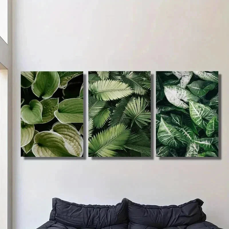 3pcs Tropical Lush Green Plant Decor Wall Art Set Canvas Framed 40x60cm - High Quality Print 100% Australian Made Wall Canvas Ready to Hang