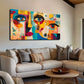 Vibrant Abstract Face Wall Art Canvas Office Home Room Framed 120x60cm