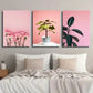 3pcs Animal Plant Flower Leaf Art Flowerpot Metal Print Ready to Hang Art