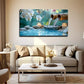 Serene Blue Spring Water White Wall Art Canvas Office Home Room Framed 120x60cm