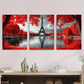 3pcs Eiffel Tower Black & White Red Accents Metal Print Ready to Hang Art