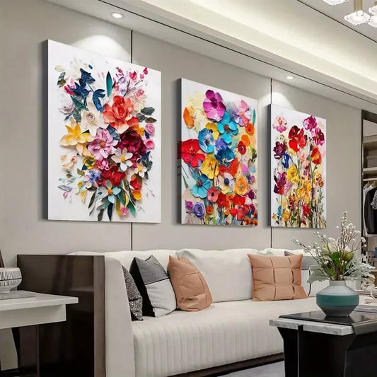 3pcs Watercolor Floral Canvas Framed 40x60cm - High Quality Print 100% Australian Made Wall Canvas Ready to Hang