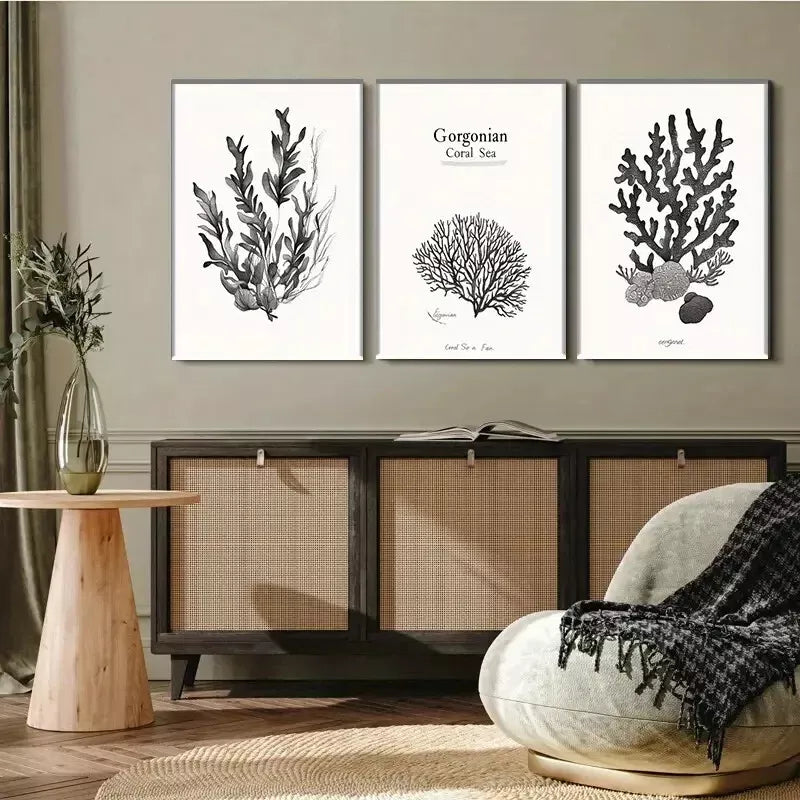 3pcs Marine Botany Wall Art Canvas Wall Art Set Canvas Framed 40x60cm - High Quality Print 100% Australian Made Wall Canvas Ready to Hang