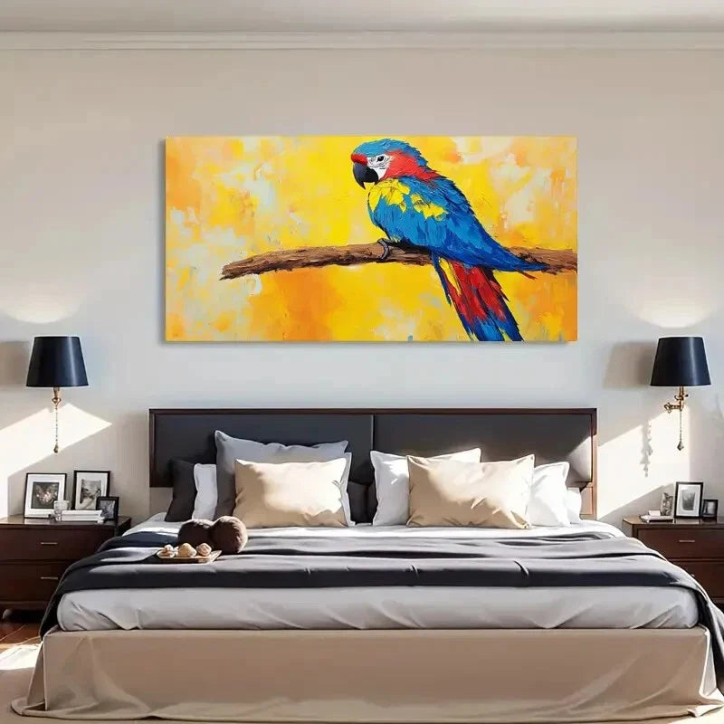 Vibrant Nature Tropical Parrot Wall Art Canvas Office Home Room Framed 120x60cm
