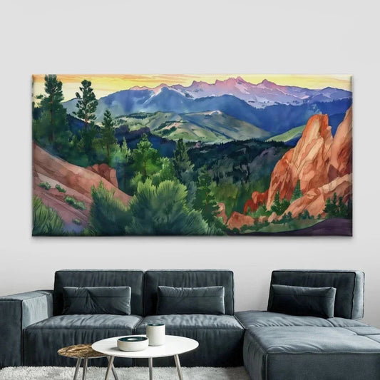 Aspen Trees & Colorado Peaks Wall Art Canvas Office Home Room Framed 80x45cm