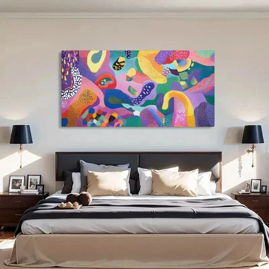 Colorful Swirls And Dots Deco Wall Art Canvas Office Home Room Framed 120x60cm