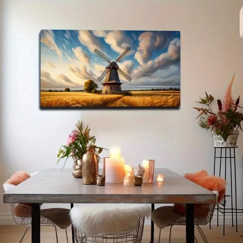 Dutch Sky Landscape Décor Wall Art Canvas Office Home Room Framed 120x60cm