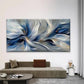 Abstract Blue & White Floral Wall Art Canvas Office Home Room Framed 120x60cm