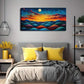 Vibrant Sunset & Mountain Wall Art Canvas Office Home Room Framed 120x60cm