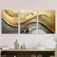 3pcs Golden and Silvery Wavy Design Metal Print Ready to Hang Art