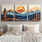 3pcs Wood Style Mountains Landscape Wall Art Set Canvas Framed 40x60cm - High Quality Print 100% Australian Made Wall Canvas Ready to Hang
