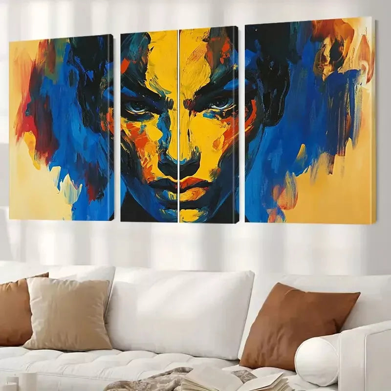 3pcs Modern Decorative Archaic Style Yellow Wall Art Set Canvas Framed 40x60cm - High Quality Print 100% Australian Made Wall Canvas Ready to Hang