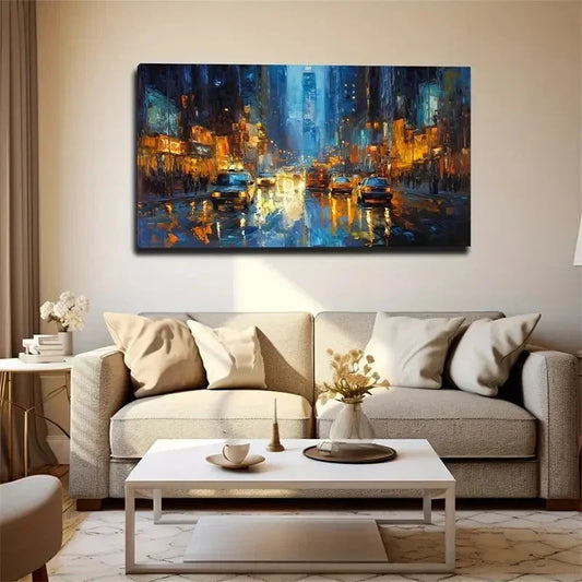 Abstract Urban Street Scene Wall Art Canvas Office Home Room Framed 80x45cm