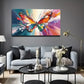 Vibrant Butterfly Blue & Purple Wall Art Canvas Office Home Room Framed 120x60cm