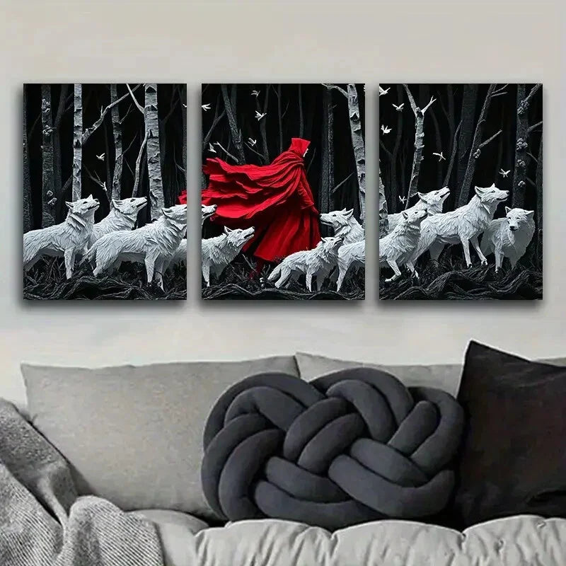 3pcs The Red Lord and the White Wolf Metal Print Ready to Hang Art