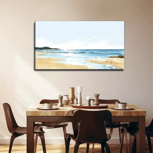 Beach Sea Leisure Perfect Wall Art Canvas Office Home Room Framed 80x45cm