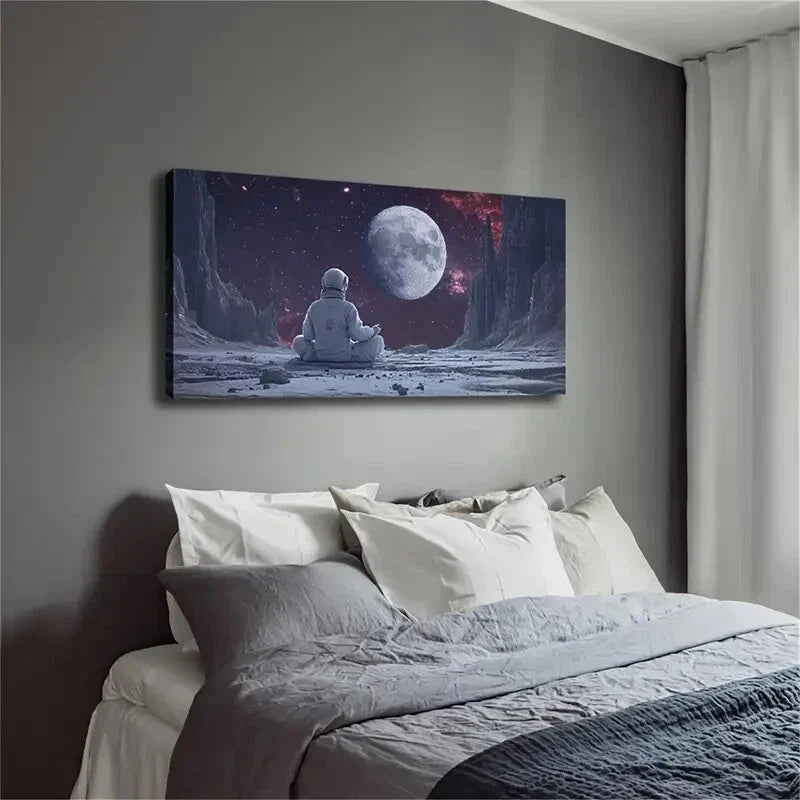 An Astronaut Meditating Wall Art Canvas Office Home Room Framed 120x60cm