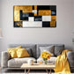Black & White Blocks Golden Wall Art Canvas Office Home Room Framed 120x60cm