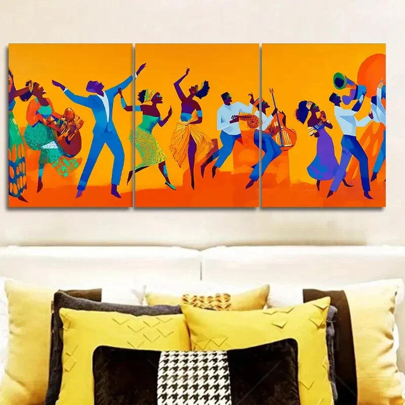 3pcs Fashionable African American Metal Print Ready to Hang Art