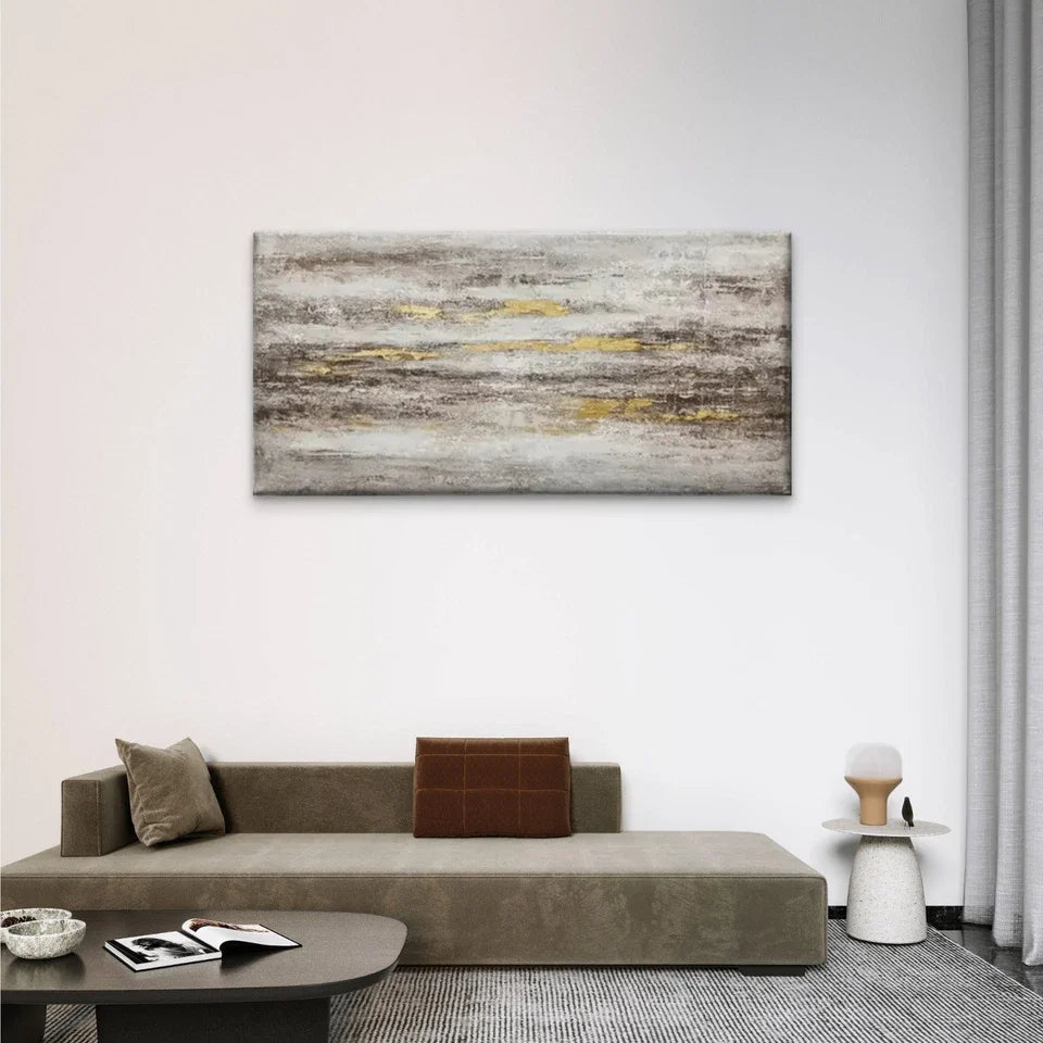Carpet Grey Yellow Design Wall Art Canvas Office Home Room Framed 120x60cm