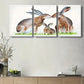 3pcs Vibrant Spring Scene with Playful Bunnies Metal Print Ready to Hang Art