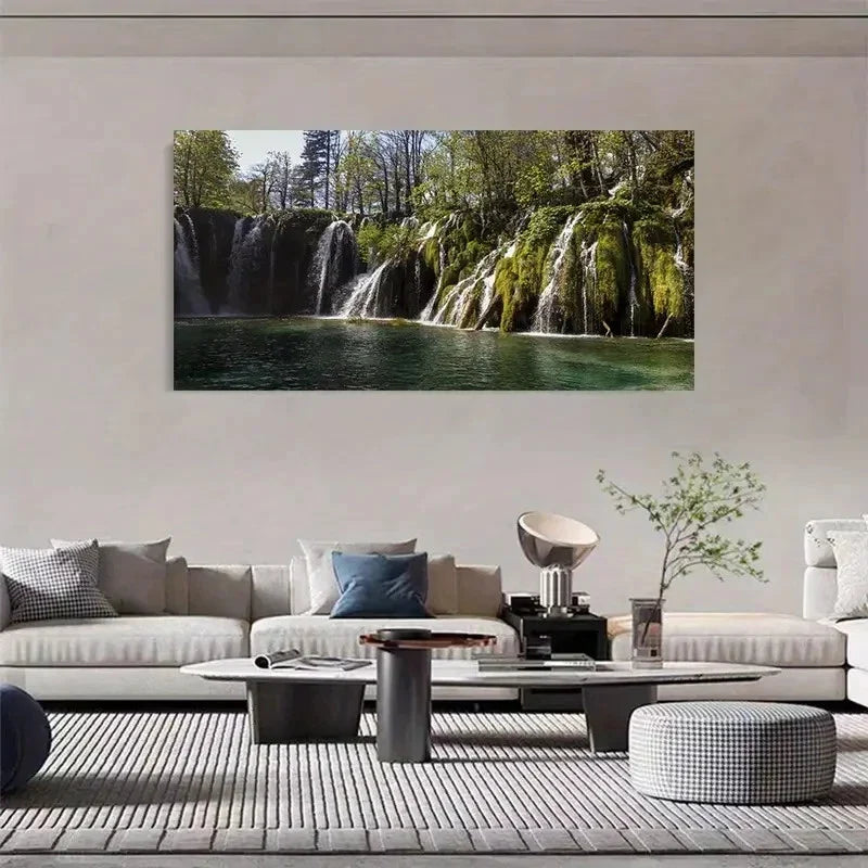 Waterfall Natural Scenery Decor Wall Art Canvas Office Home Room Framed 120x60cm