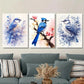 3pcs Watercolor Bird Bluebird Paintings Metal Print Ready to Hang Art