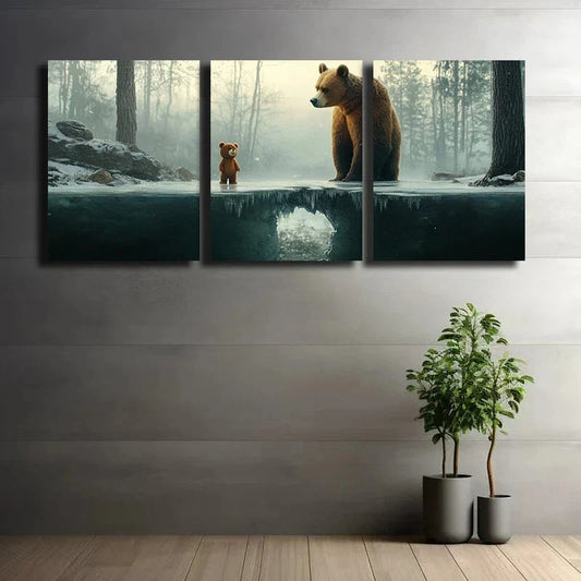 3pcs Bear on Ice Floe Triptych Metal Print Ready to Hang Art