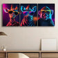 3pcs Vibrant Animal Colorful Zebra & Monkey Metal Print Ready to Hang Art