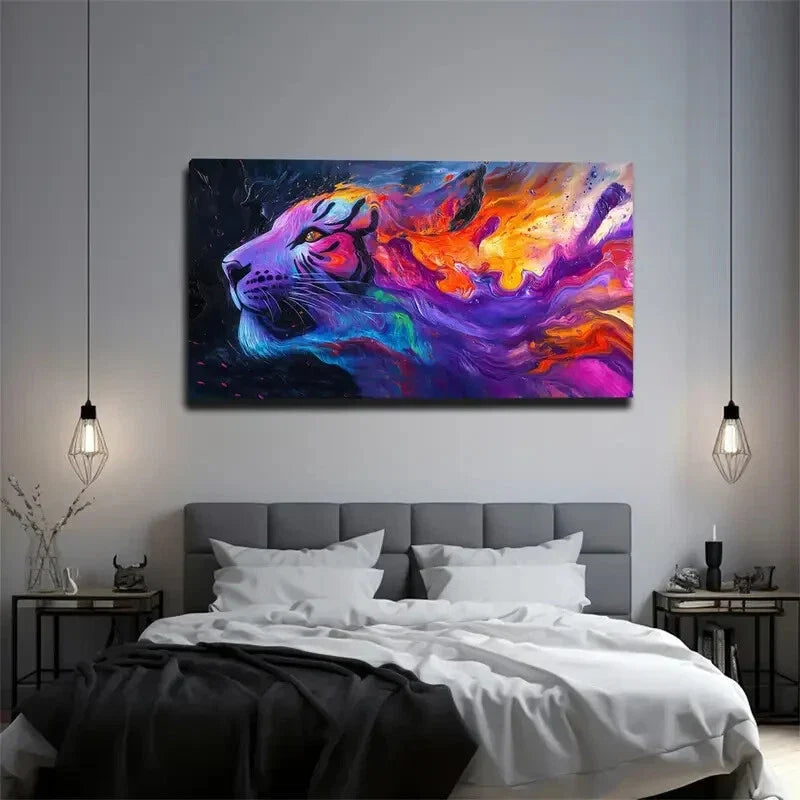 Purple Orange Pink Blue Black Wall Art Canvas Office Home Room Framed 120x60cm