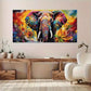 Vibrant Elephant wall canvas office home room framed 120x60cm